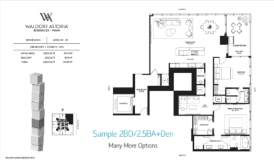 Waldorf Astoria Sample 2BD-2.5BA Floorplan