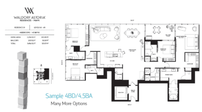 Waldorf Astoria Miami Sample 4BD-4.5BA Floorplan